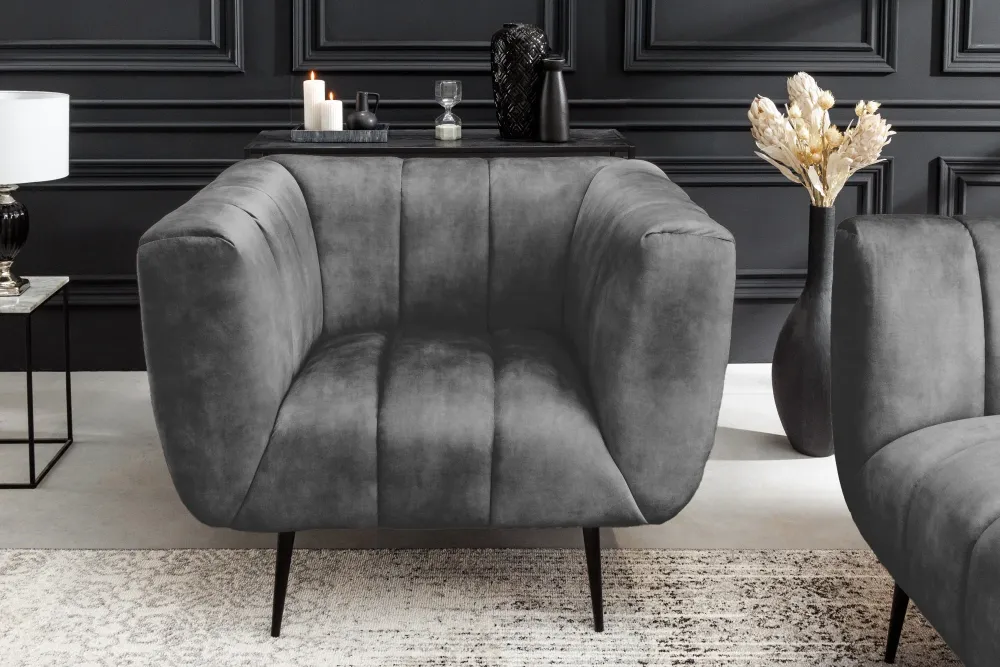 Sessel Elegance Samt grau