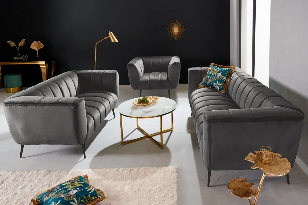 Sessel Elegance Samt grau
