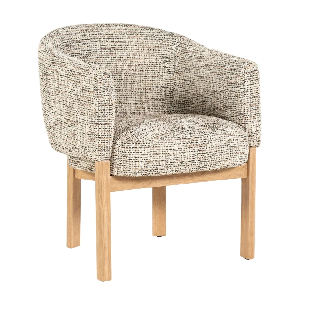 Sessel MICHA taupe mit Eichenbasis