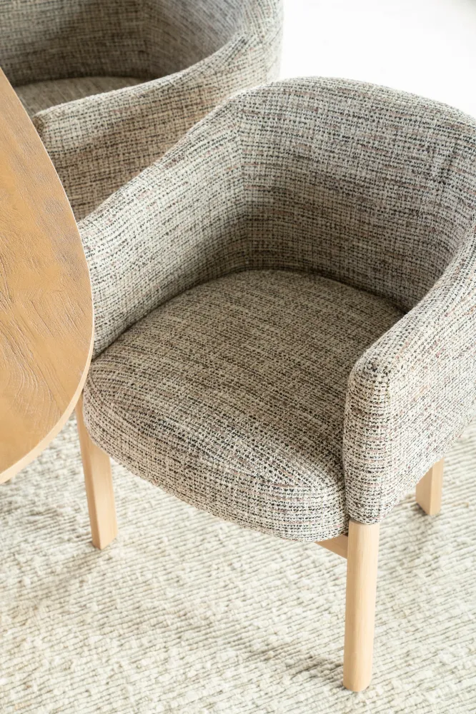 Sessel MICHA taupe mit Eichenbasis