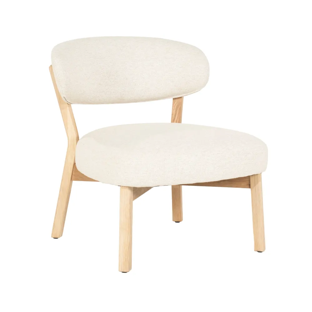 Sessel MIKKY hellbeige mit heller Holzunterlage