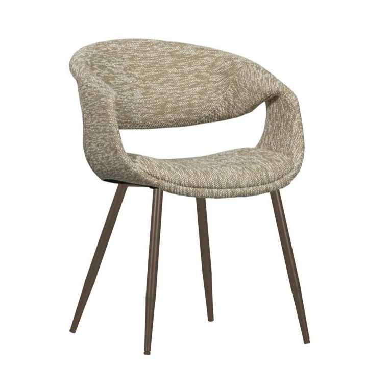 Sessel mit Armlehnen YOSSI beige mit braunem Metallgestell