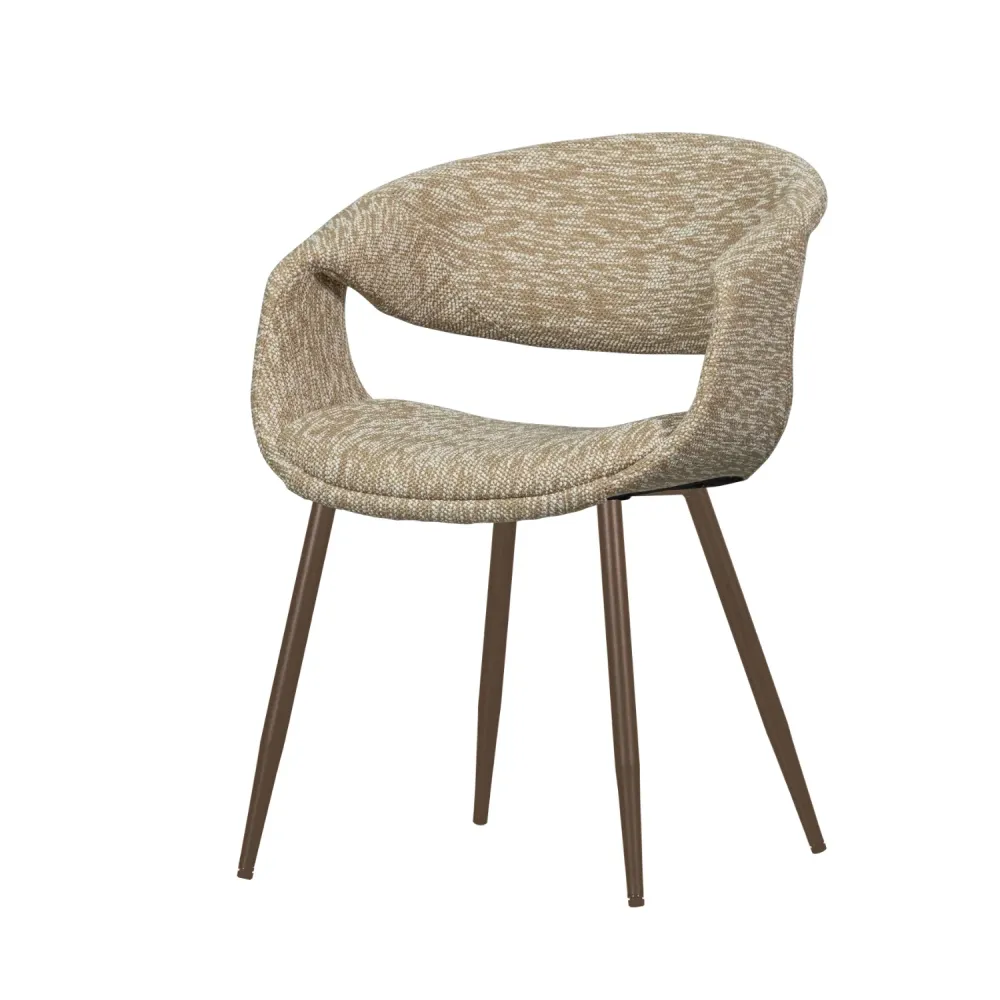 Sessel mit Armlehnen YOSSI beige mit braunem Metallgestell