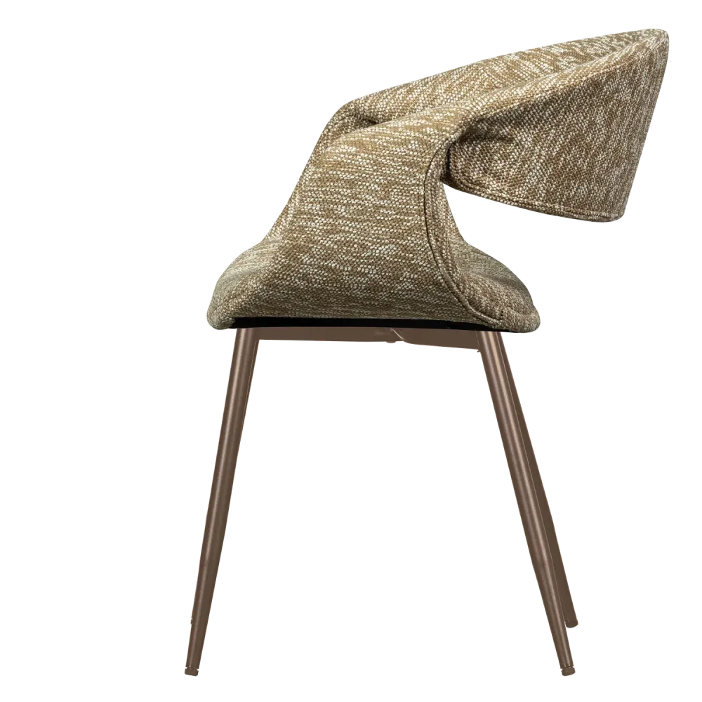 Sessel mit Armlehnen YOSSI beige mit braunem Metallgestell