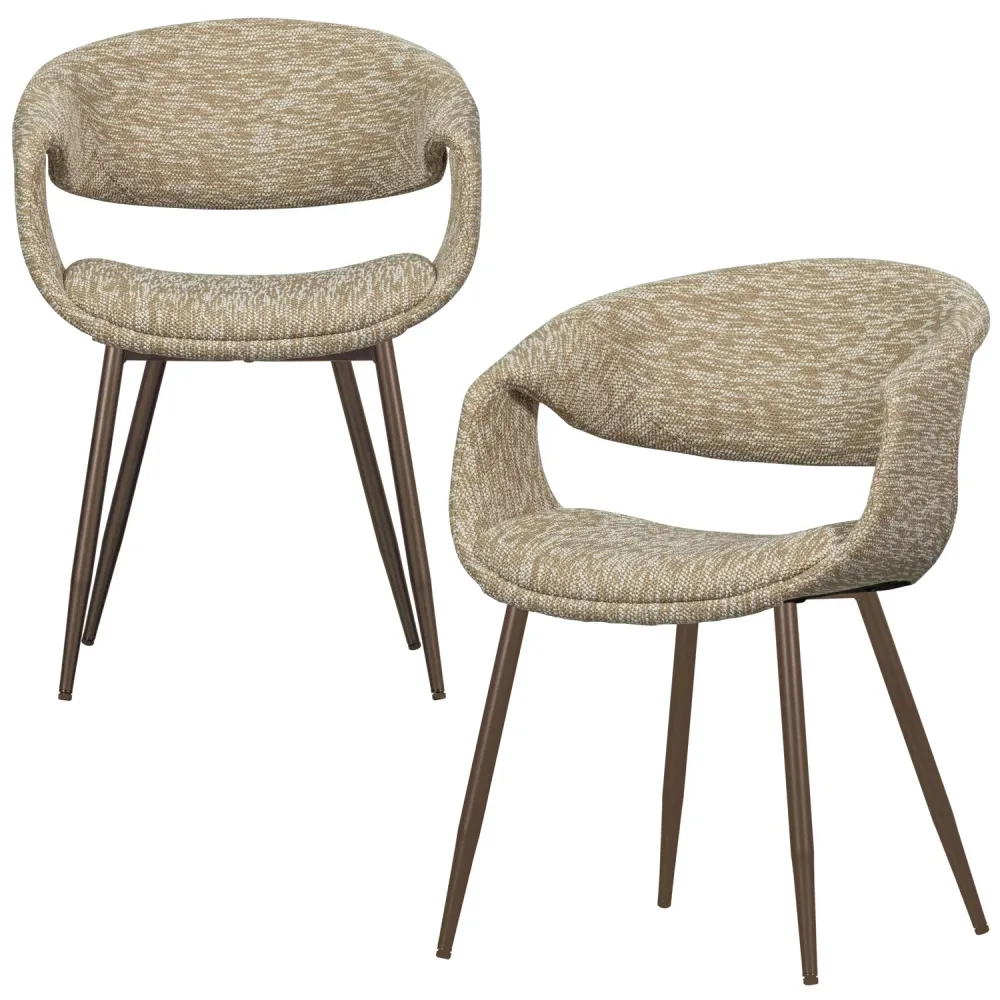 Sessel mit Armlehnen YOSSI beige mit braunem Metallgestell