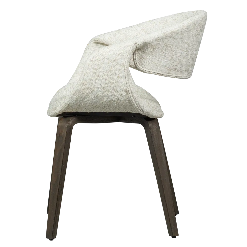 Sessel mit Armlehnen YOSSI cremefarben mit dunkelbraunem Holzgestell