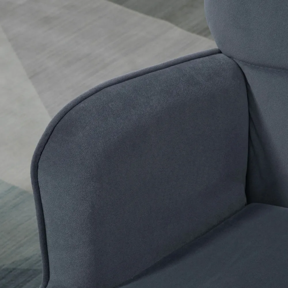 Sessel mit Ottomane Relaxsessel Knopfheftung Dunkelgrau, 71x77x99cm