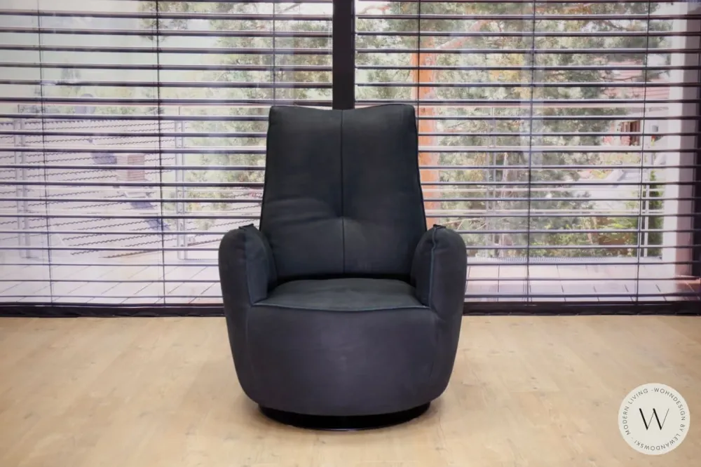 Sessel Modell Blobb.De Luxe + Hocker Leder Rhino schwarz