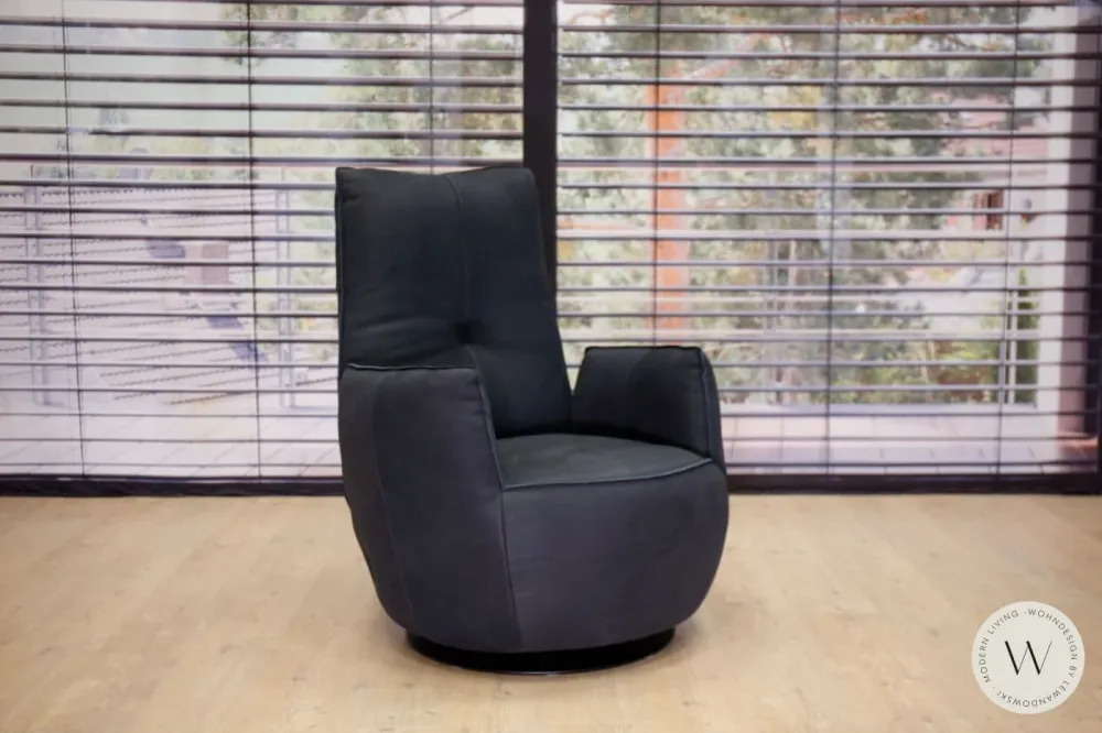 Sessel Modell Blobb.De Luxe + Hocker Leder Rhino schwarz