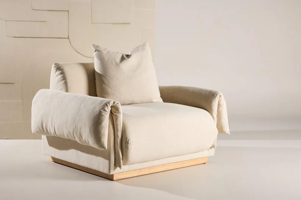 Sessel Mollösund aus Leinen - Beige