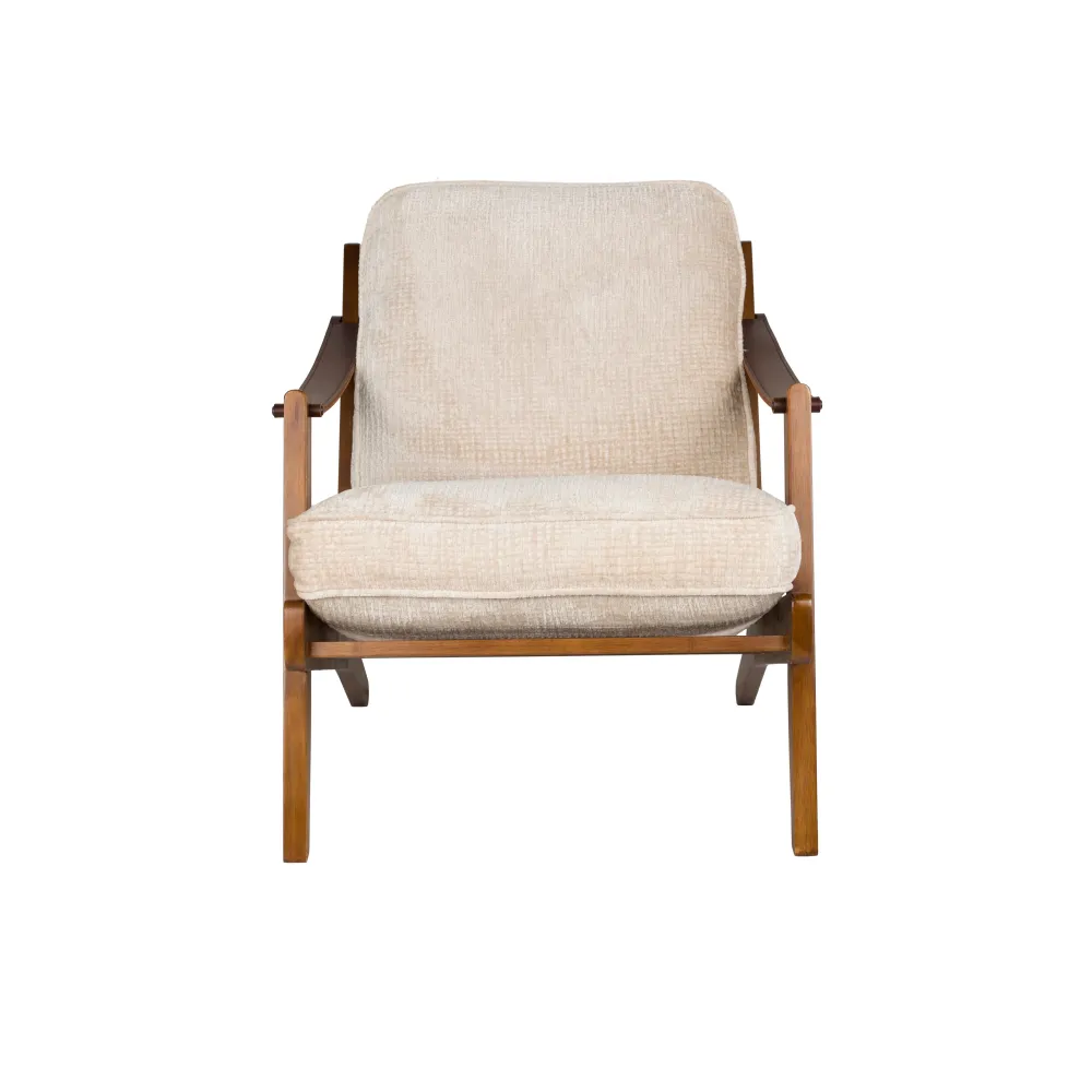 Sessel WASHINGTON beige mit Holzgestell