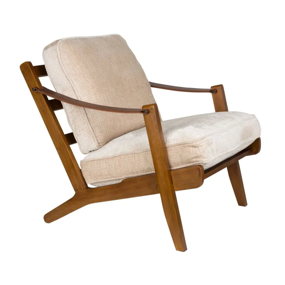 Sessel WASHINGTON beige mit Holzgestell