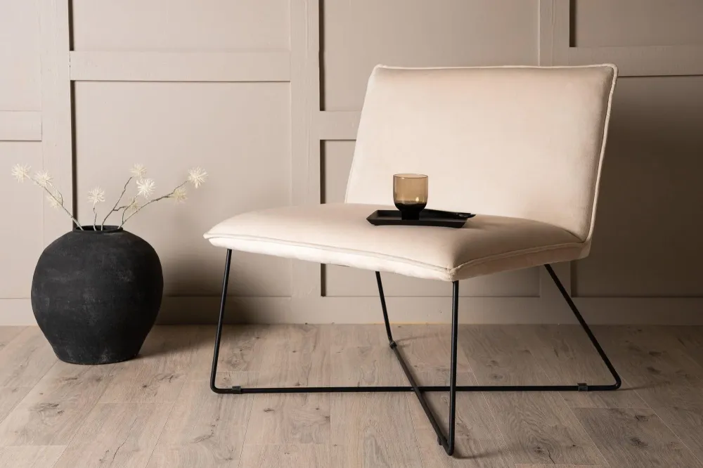 Sessel X-lounge aus Samt - Beige