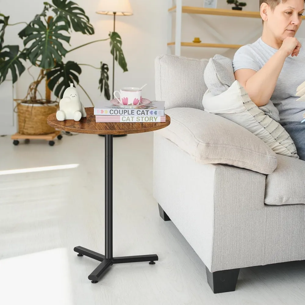 Smusei Runder Beistelltisch 48CM für Wohnzimmer und Terrasse