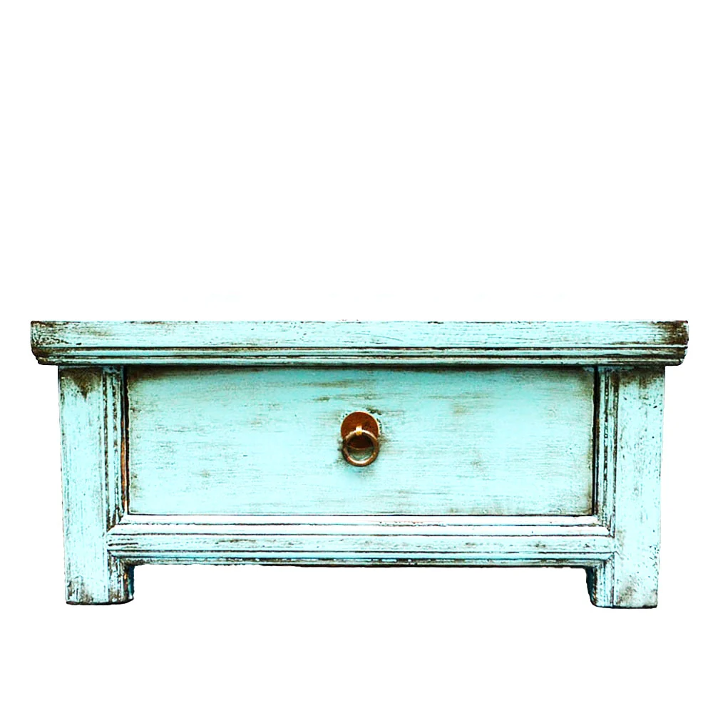 stilvoll klein Holztisch Beistelltisch hell blau shabby chic mit Schubladen handgefertigt