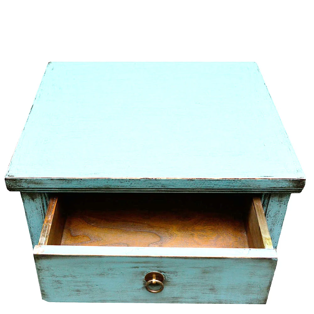 stilvoll klein Holztisch Beistelltisch hell blau shabby chic mit Schubladen handgefertigt