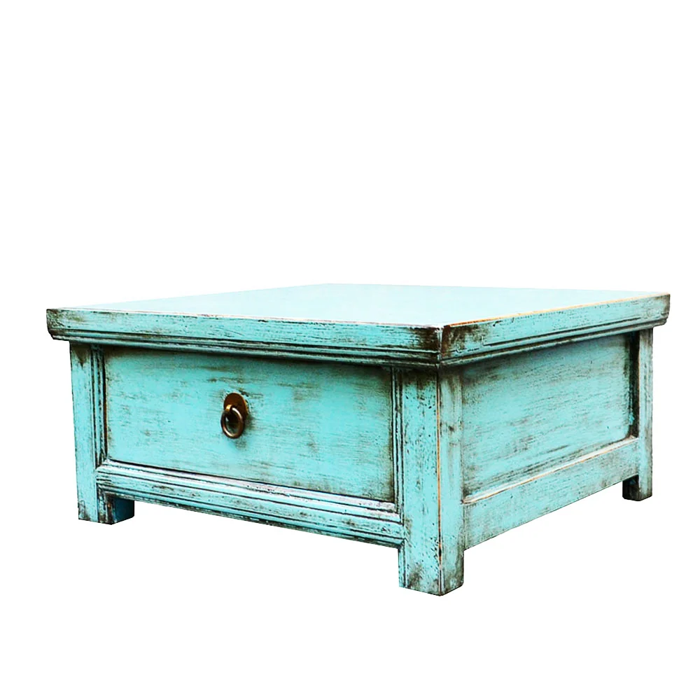 stilvoll klein Holztisch Beistelltisch hell blau shabby chic mit Schubladen handgefertigt