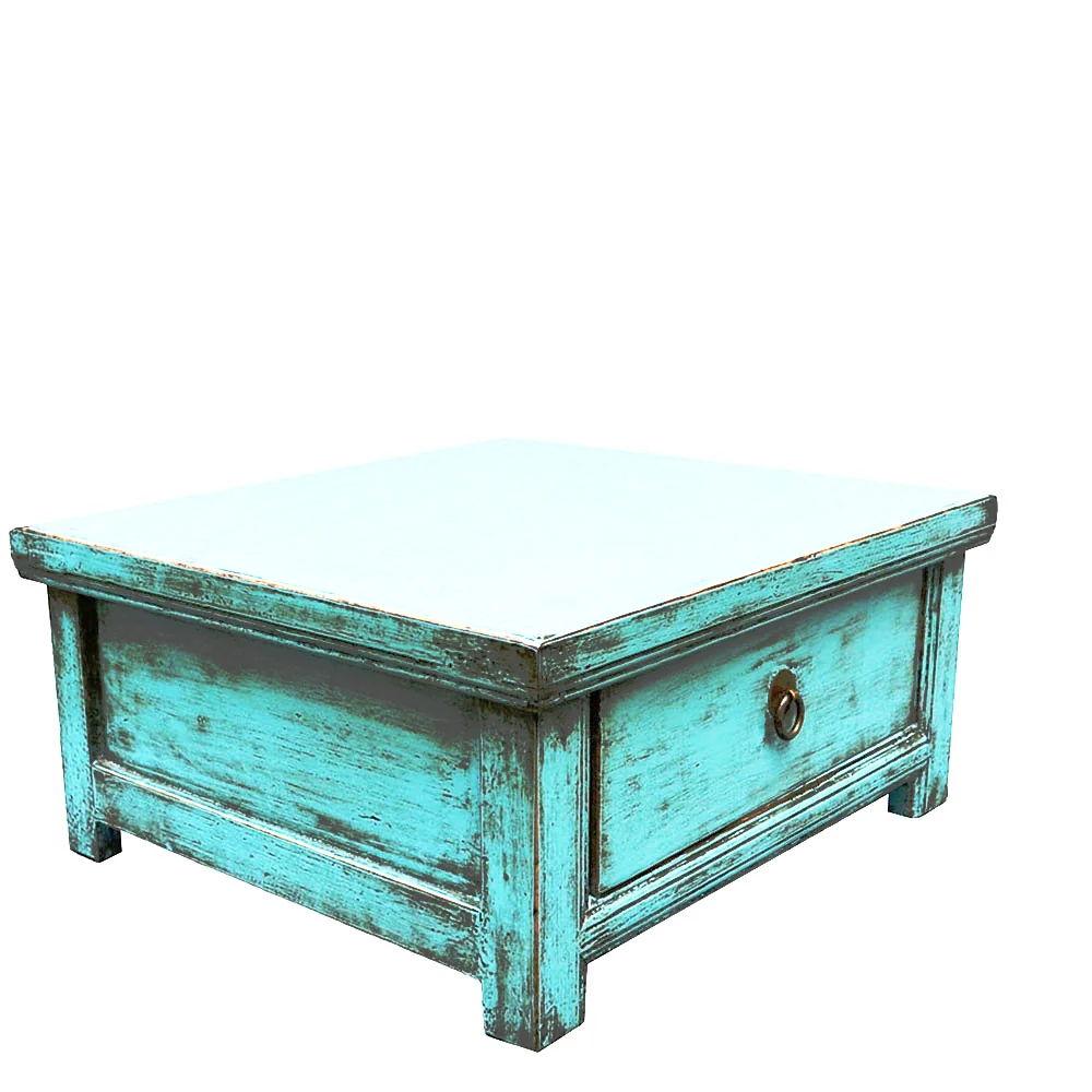 stilvoll klein Holztisch Beistelltisch hell blau shabby chic mit Schubladen handgefertigt