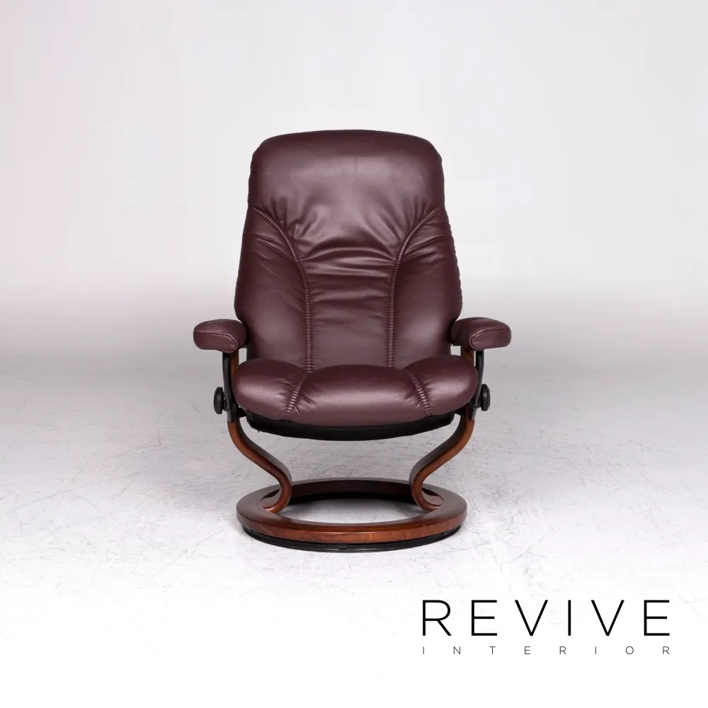 Stressless Consul Leder Sessel Hocker Rotbraun Relax Funktion #9023