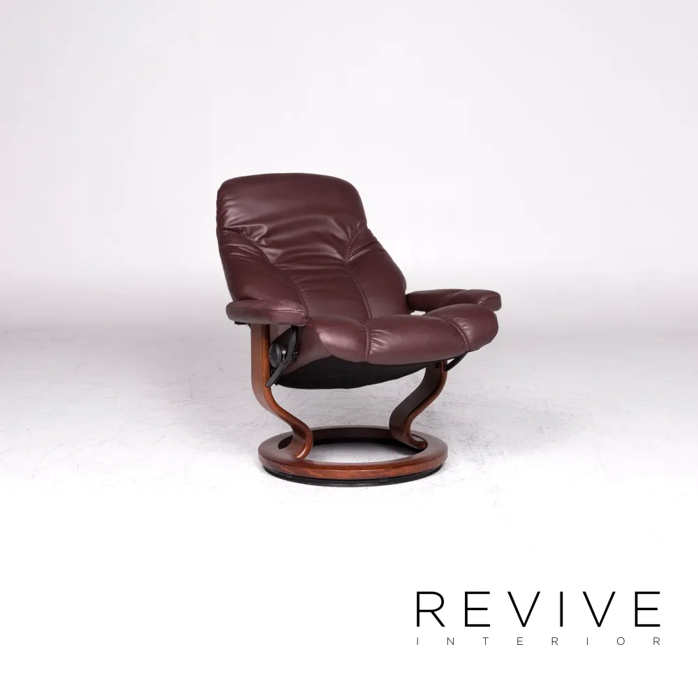 Stressless Consul Leder Sessel Hocker Rotbraun Relax Funktion #9023