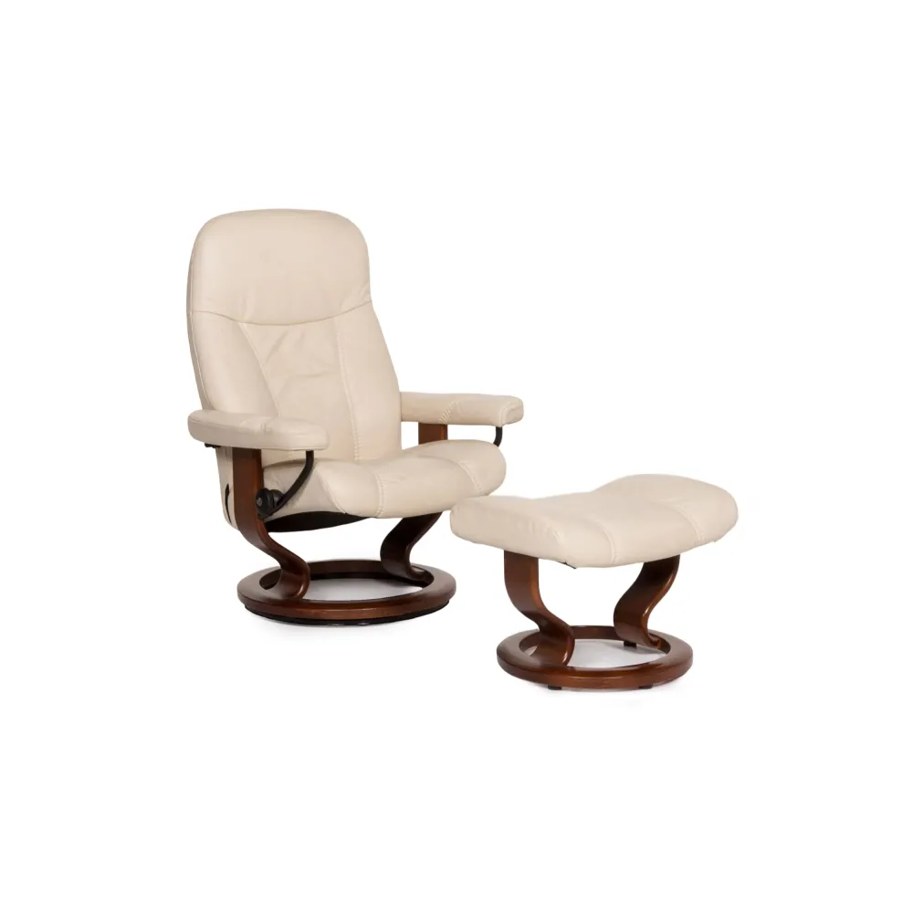 Stressless Consul Leder Sessel inkl. Hocker Creme Relaxfunktion Funktion #13317