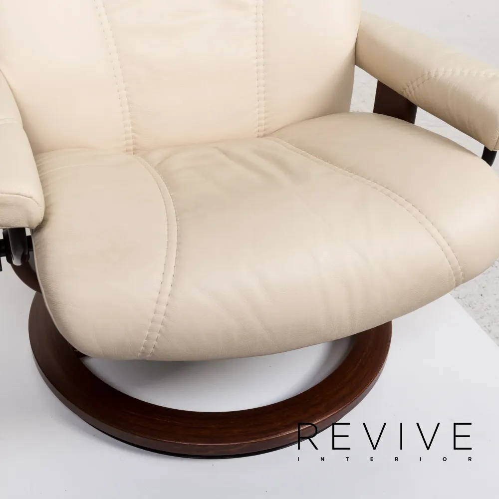 Stressless Consul Leder Sessel inkl. Hocker Creme Relaxfunktion Relaxsessel Hocker #13132