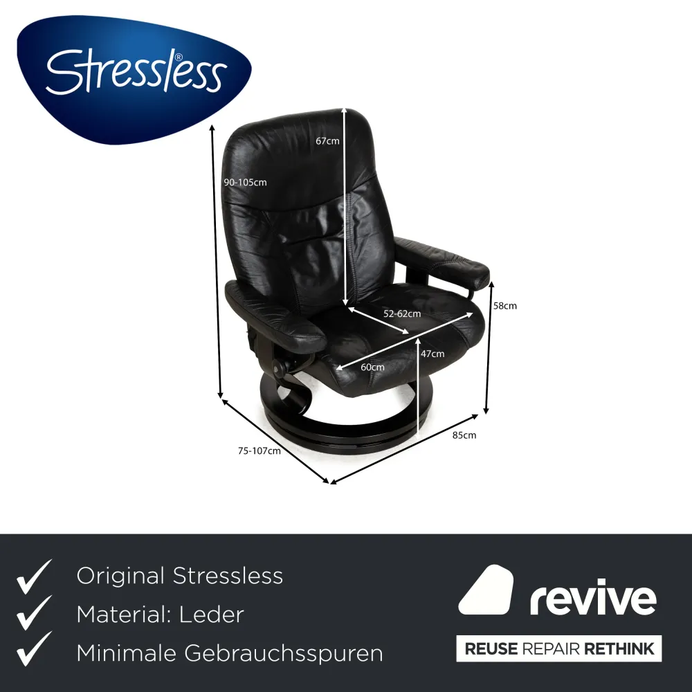 Stressless Consul Leder Sessel Schwarz inkl. Hocker manuelle Funktion