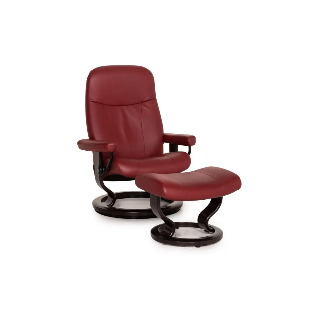 Stressless Garda Leder Sessel inkl. Hocker Rot Funktion Relaxfunktion Relaxsessel