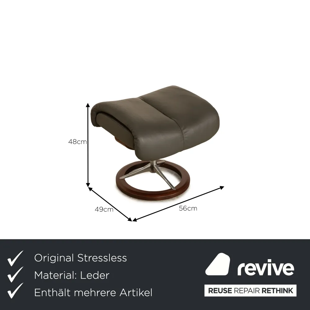 Stressless Magic Leder Sessel Garnitur inkl. Hocker Grau Größe M