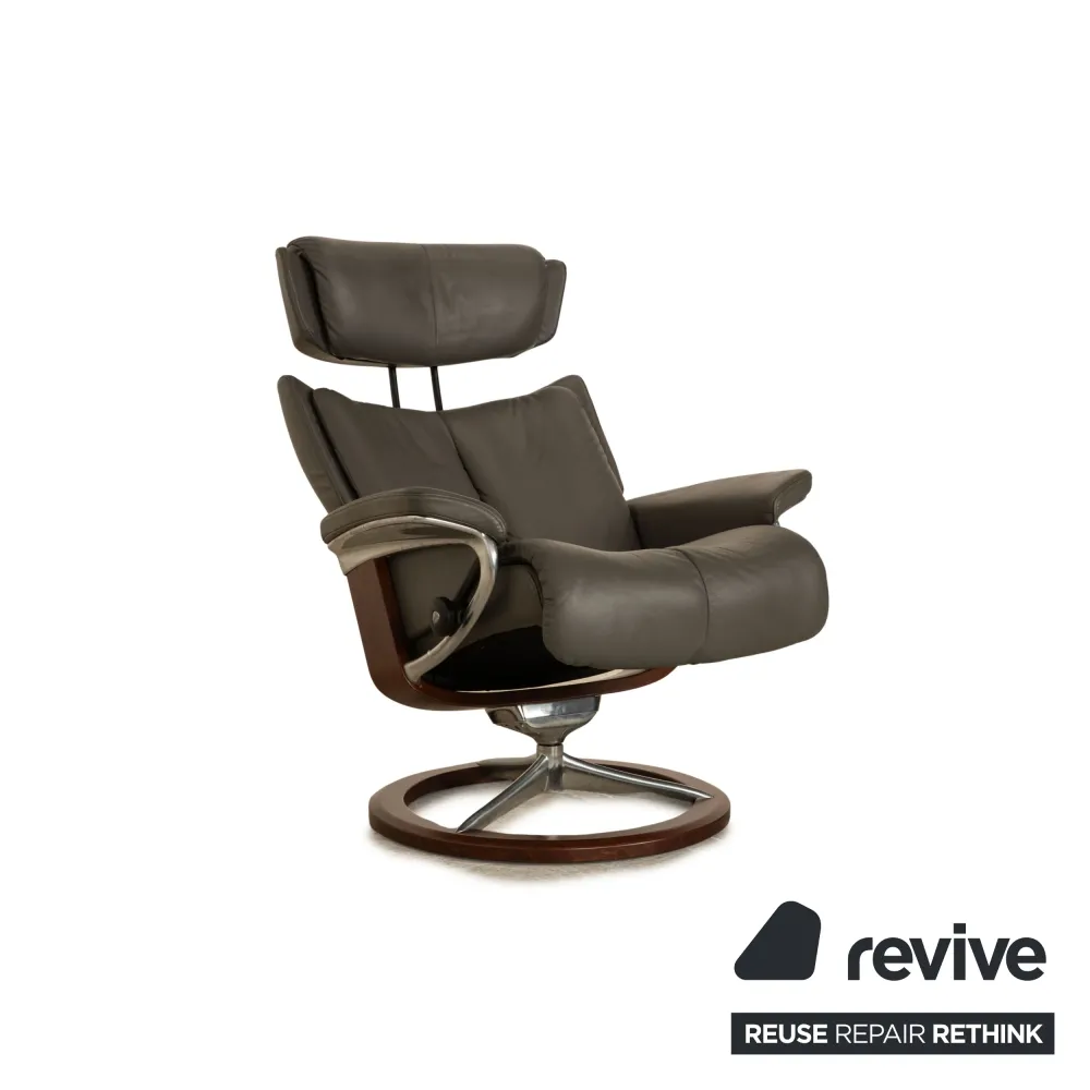Stressless Magic Leder Sessel Garnitur inkl. Hocker Grau Größe M
