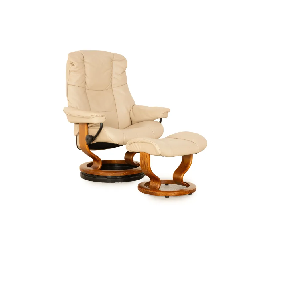 Stressless Mayfair Leder Sessel Creme manuelle Funktion inkl. Hocker