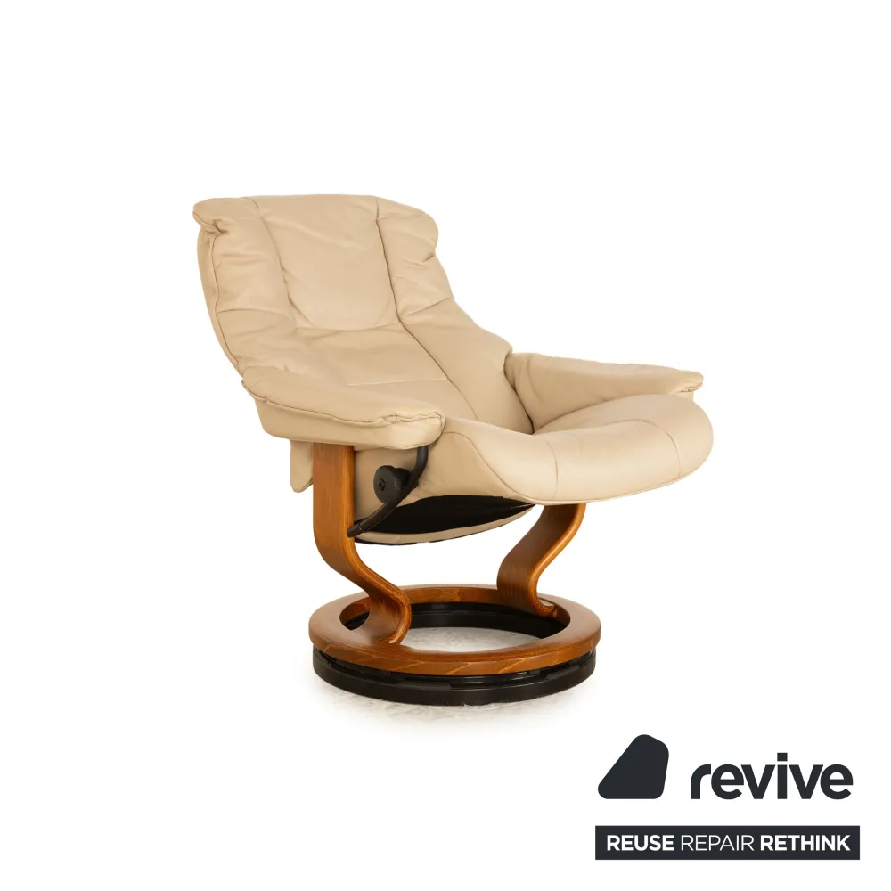 Stressless Mayfair Leder Sessel Creme manuelle Funktion inkl. Hocker