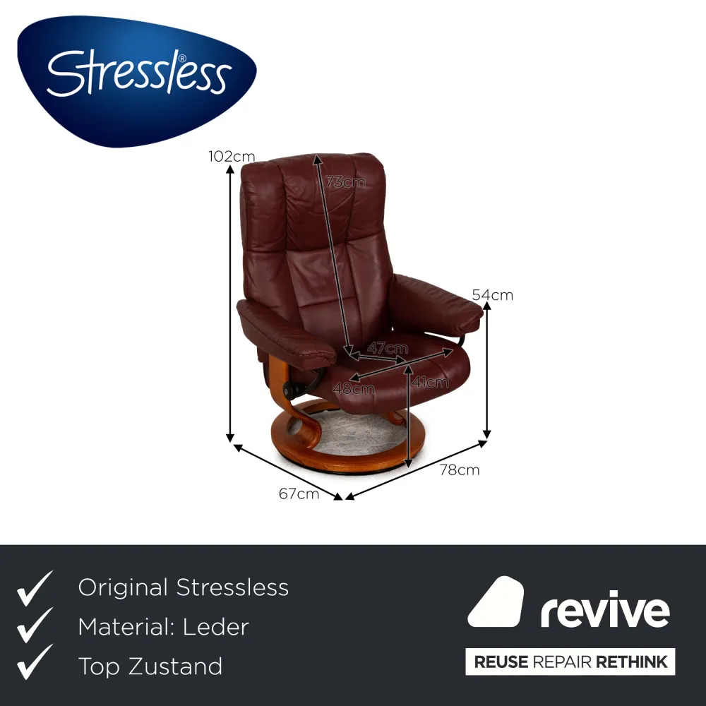 Stressless Mayfair Leder Sessel Rot Paloma inkl. Hocker Funktion