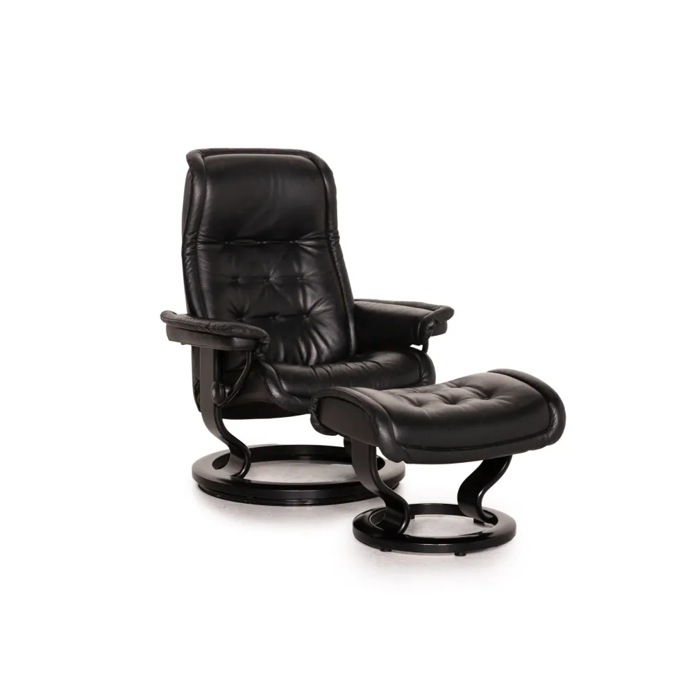Stressless Royale Leder Sessel inkl. Hocker Schwarz Funktion Relaxfunktion Relaxsessel