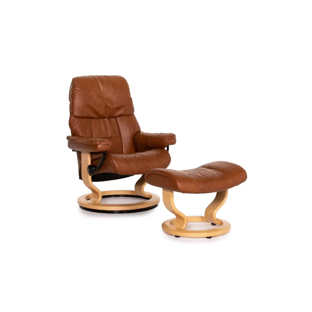Stressless Ruby Leder Sessel inkl. Hocker Cognac Braun Relaxsessel Relaxfunktion Funktion #13975