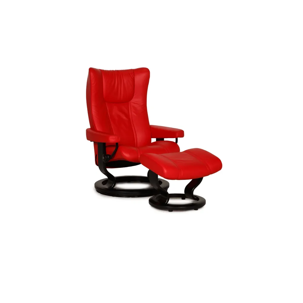 Stressless Wing Leder Sessel Rot inkl. Hocker Funktion Relaxfunktion