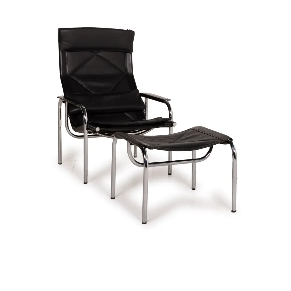 Strässle Eichenberger 127-3E-9 Catellani & Smith Leder Sessel Schwarz inkl. Hocker