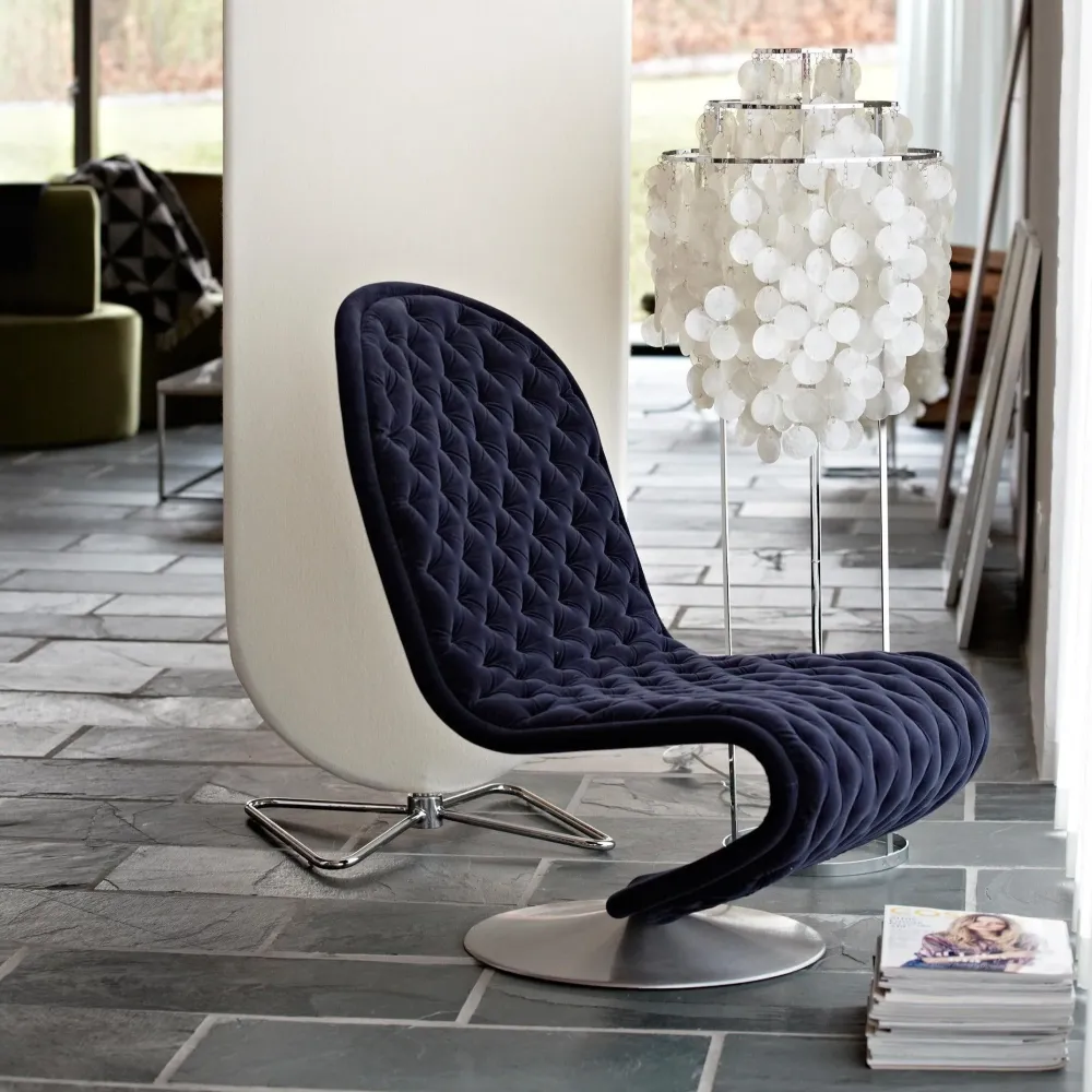 SYSTEM 1-2-3 LOUNGE DELUXE Sessel, marineblau, mit Rundfuß - gebraucht