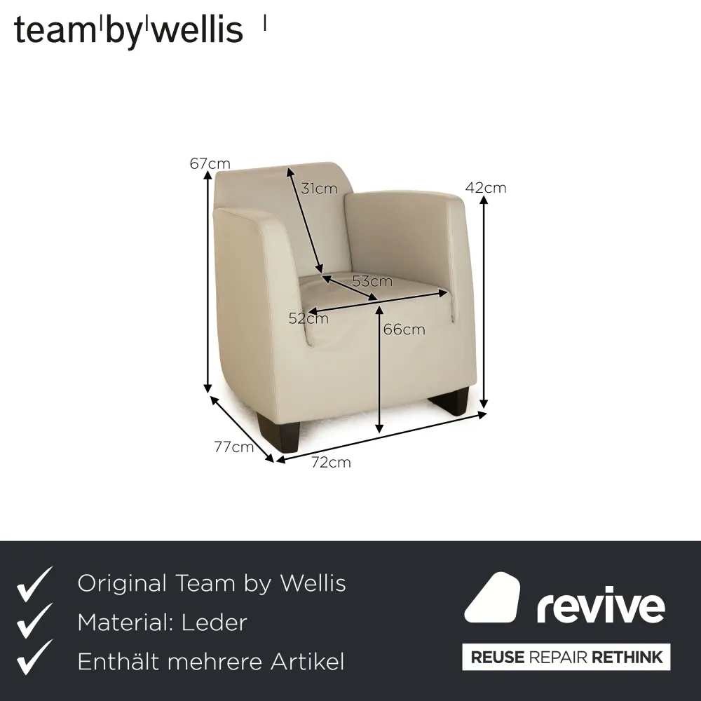 Team Wellis SeNa Leder Sessel Garnitur Grau