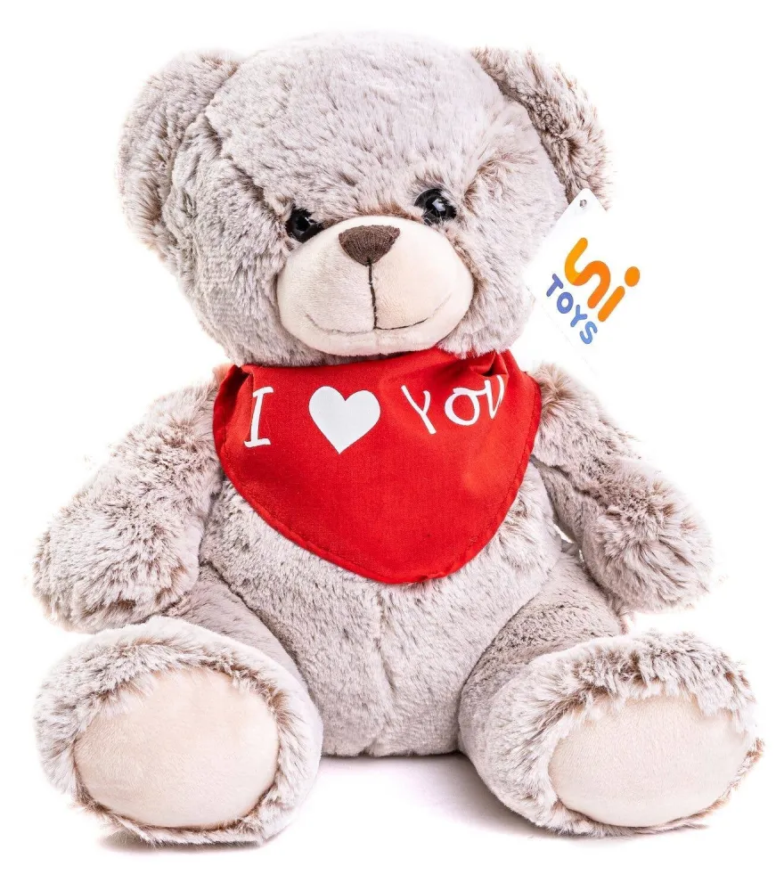 Teddybär-Plüschtier (hellbraun) mit „Ich liebe dich“-Schal