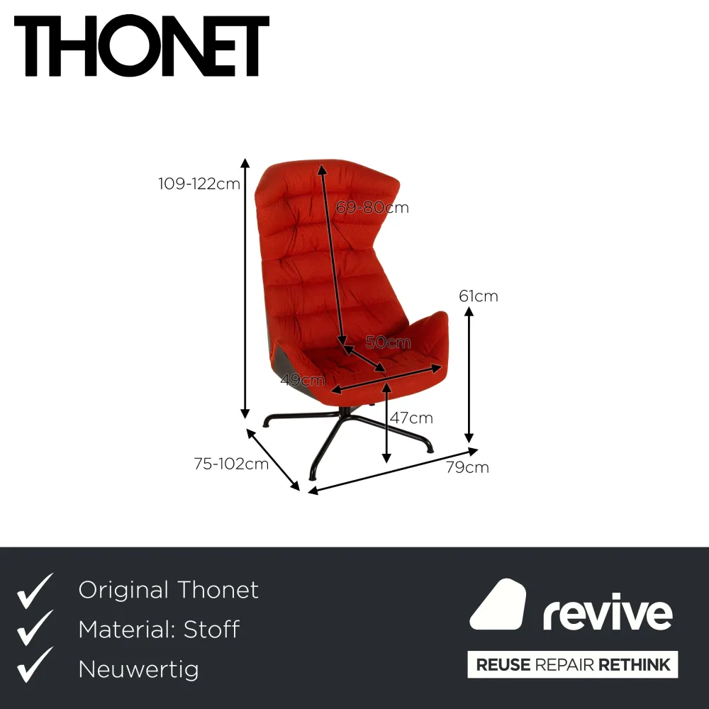 Thonet 808 Stoff Sessel inkl. Hocker Orange Sessel Funktion Relaxfunktion