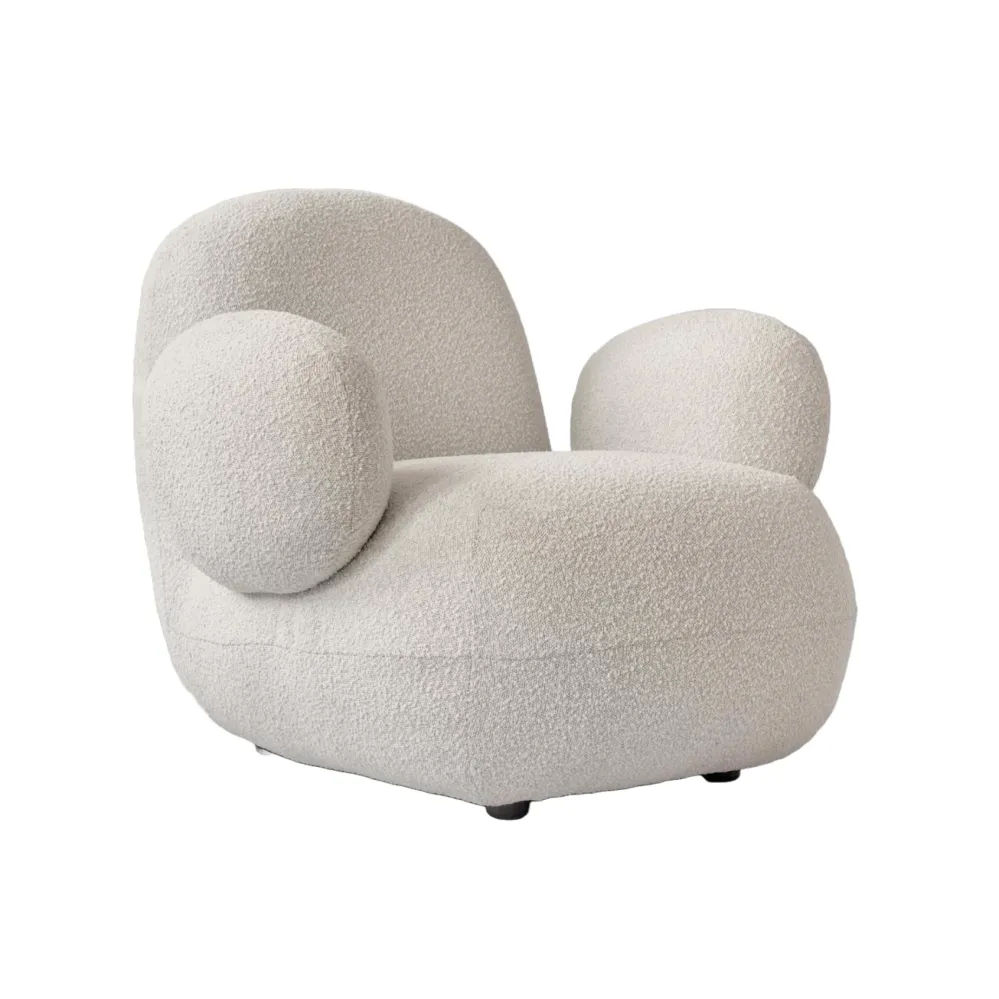 TOE FLAT Sessel aus weißem Bouclé