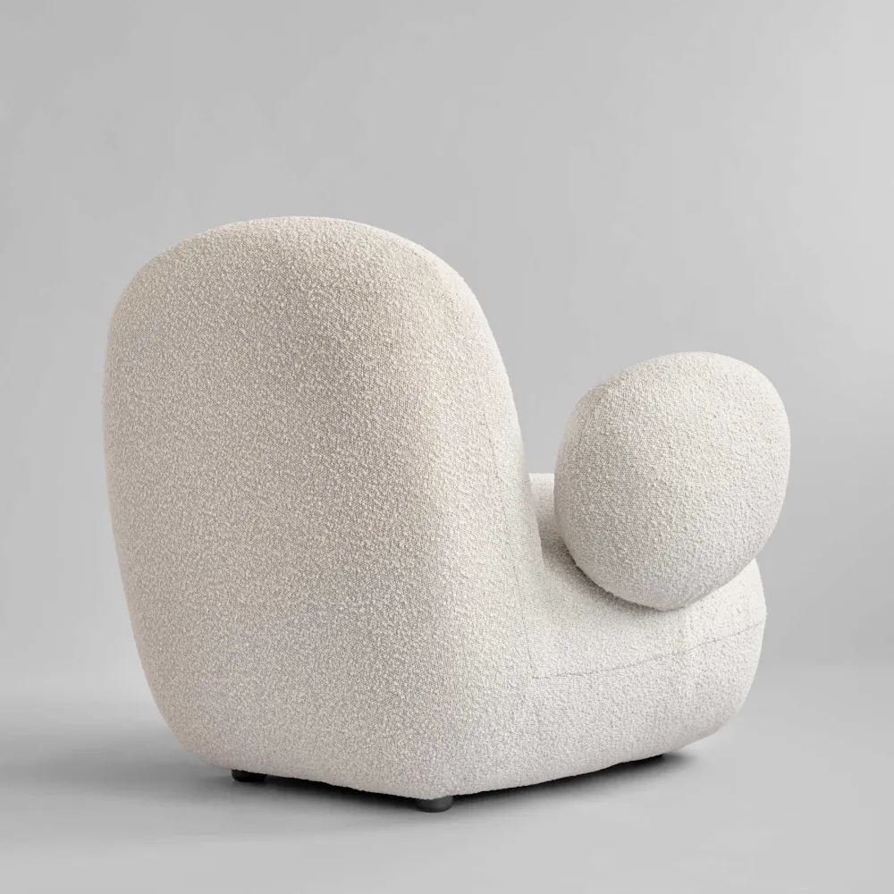 TOE FLAT Sessel aus weißem Bouclé