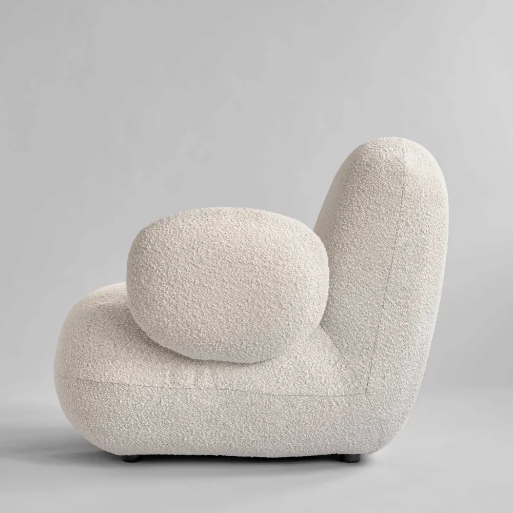 TOE FLAT Sessel aus weißem Bouclé