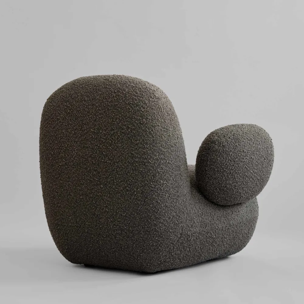 TOE FLAT Sessel graubraunes Bouclé
