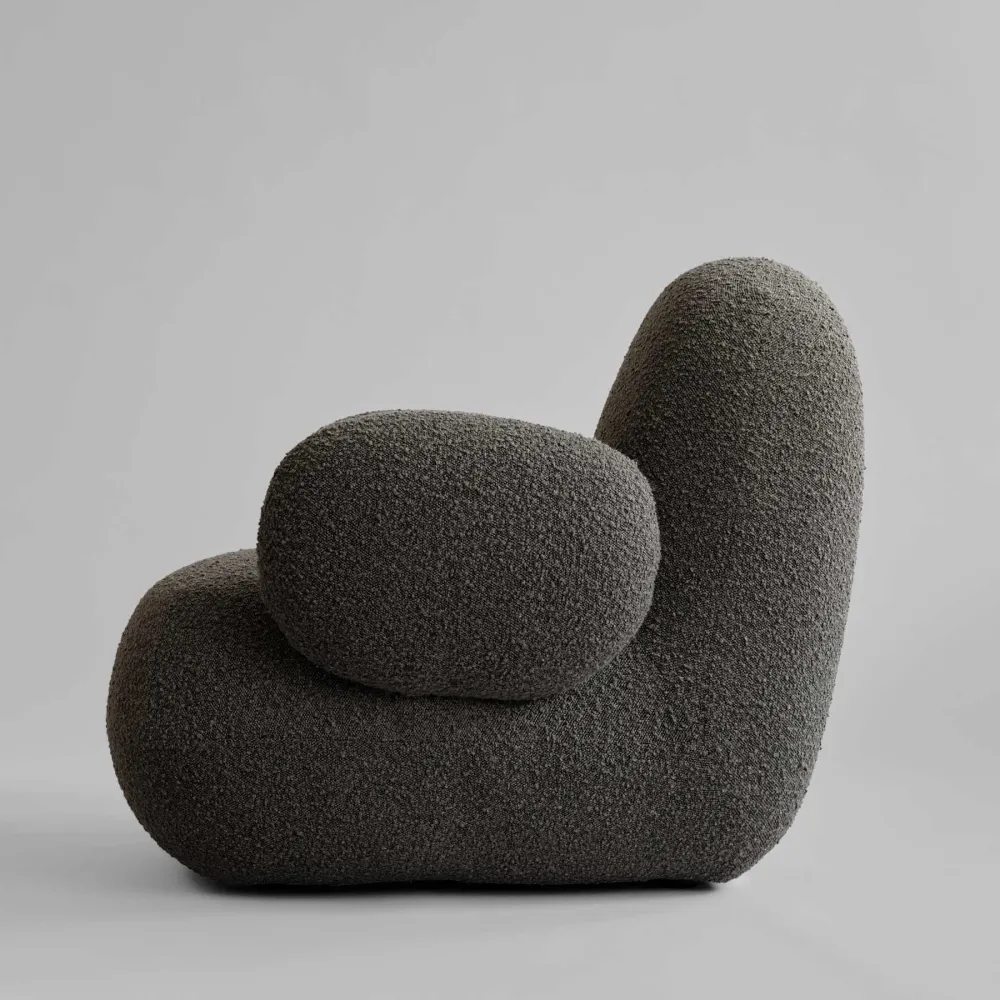 TOE FLAT Sessel graubraunes Bouclé
