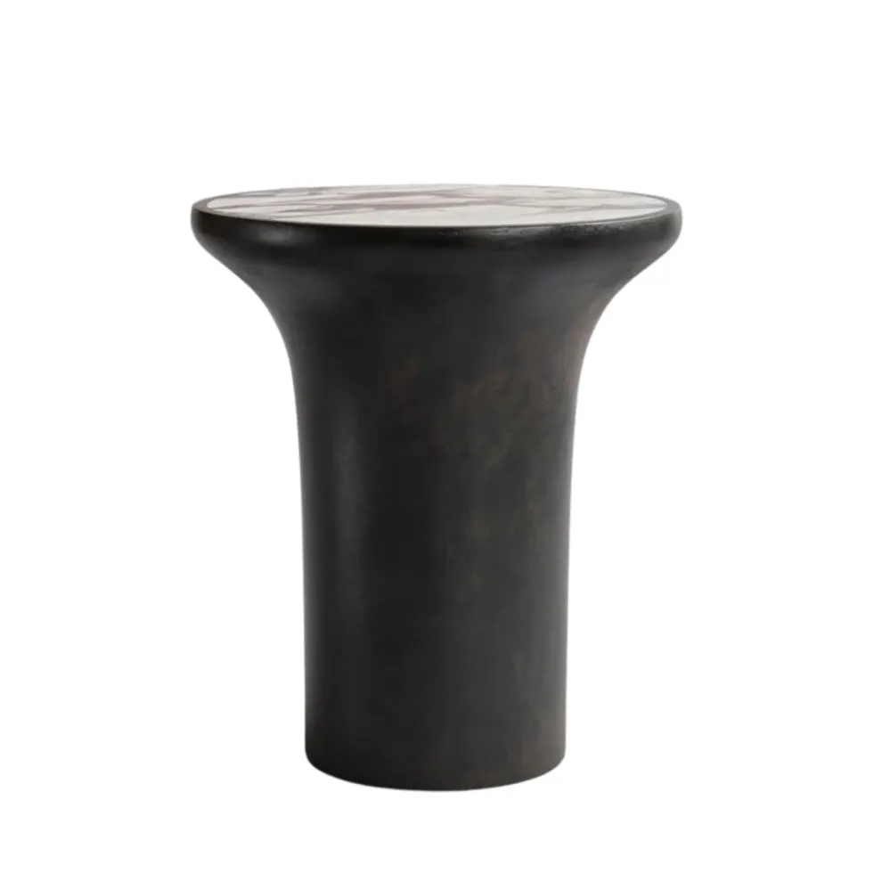 TRUMPET Beistelltisch Beton mit Marmor