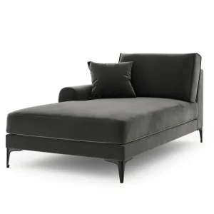 Velvet Chaise Lautsprecher Madara Dark Grey mit einer schwarzen Basis