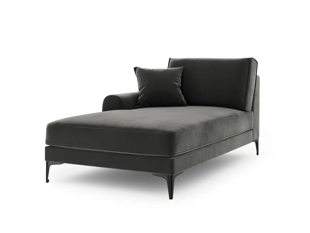 Velvet Chaise Lautsprecher Madara Dark Grey mit einer schwarzen Basis