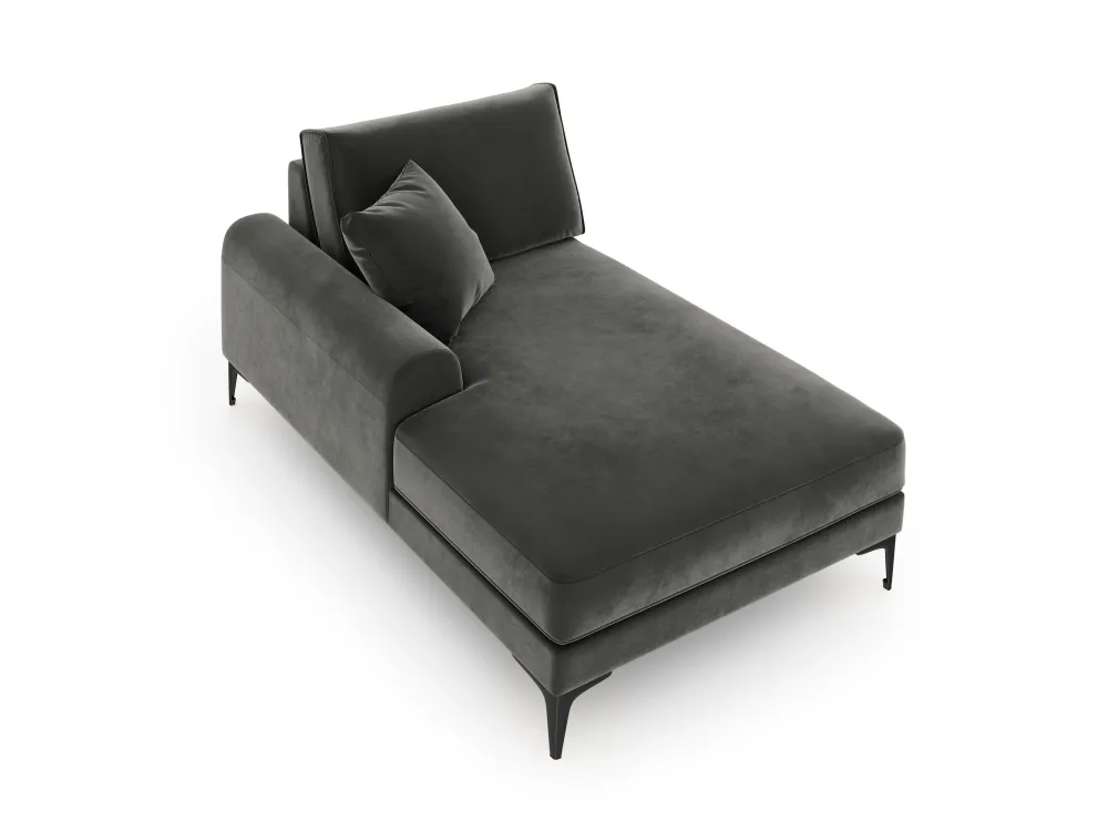 Velvet Chaise Lautsprecher Madara Dark Grey mit einer schwarzen Basis